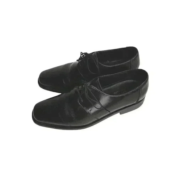 Samuel Windsor Black Leather Square  Toe Lace Up Oxfords Shoes Men's 8 - Picture 2 of 9